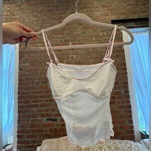 I.AM.GIA - white mesh top size S, pink bow details